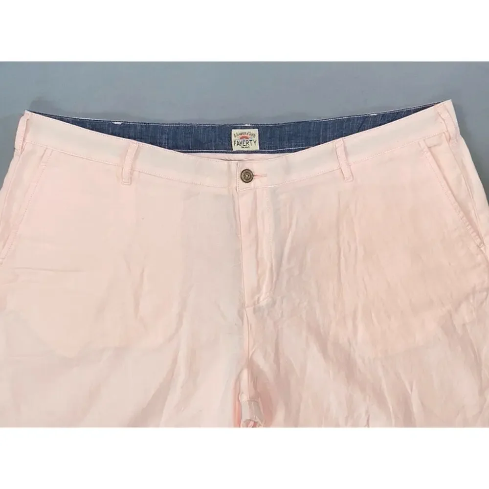 Faherty MBU2263 Men's Tradewinds Linen Blend Chino Shorts. Pink, Size 42. NWOT!